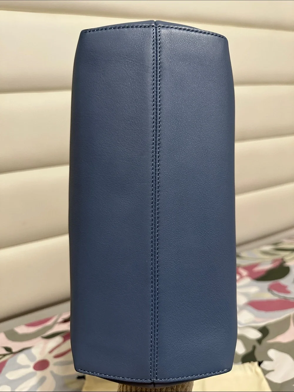 Fendi Blue Leather Satchel with Tan Accent